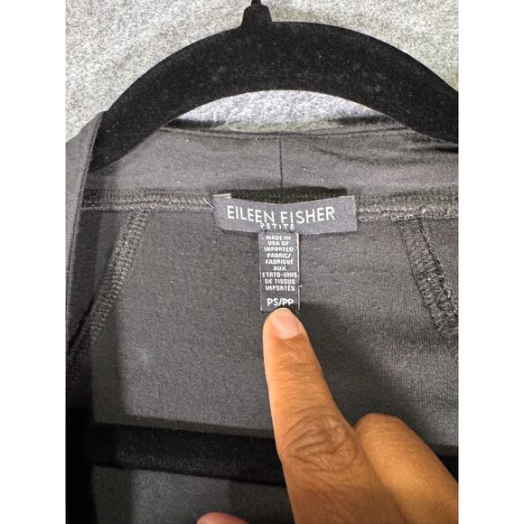 Eileen Fisher Cardigan Women Petite Small Gray Open Front Draped Lagenlook - Picture 2 of 8